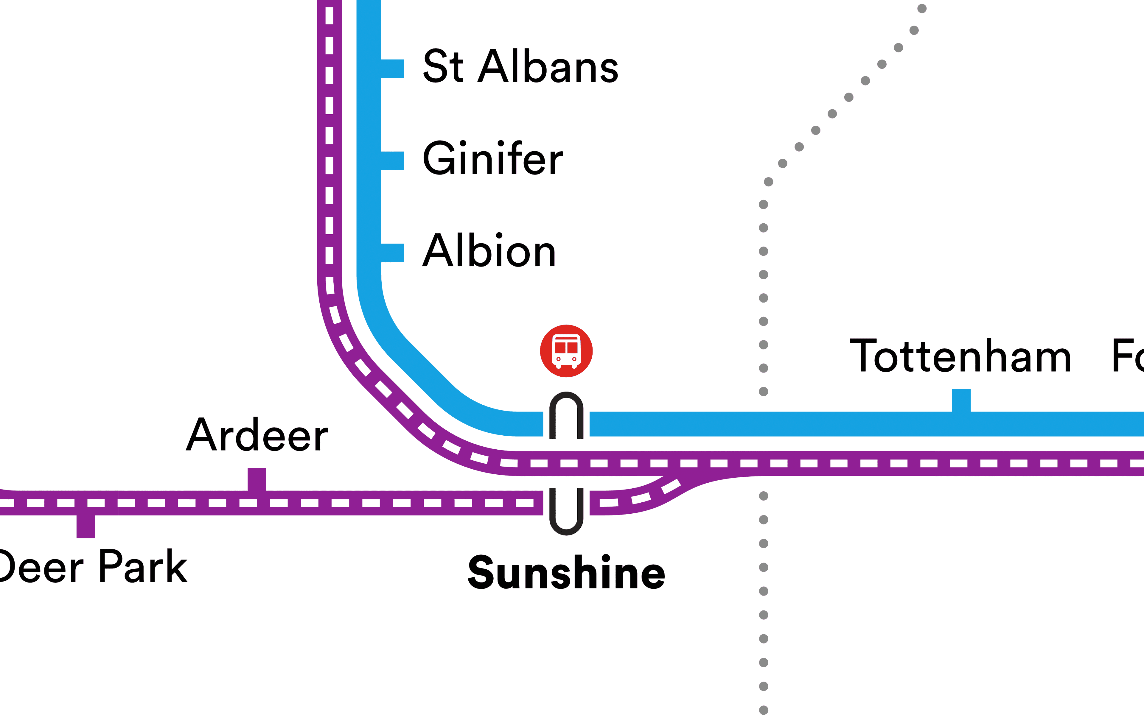 A close-up of the Sunshine Station interchange.