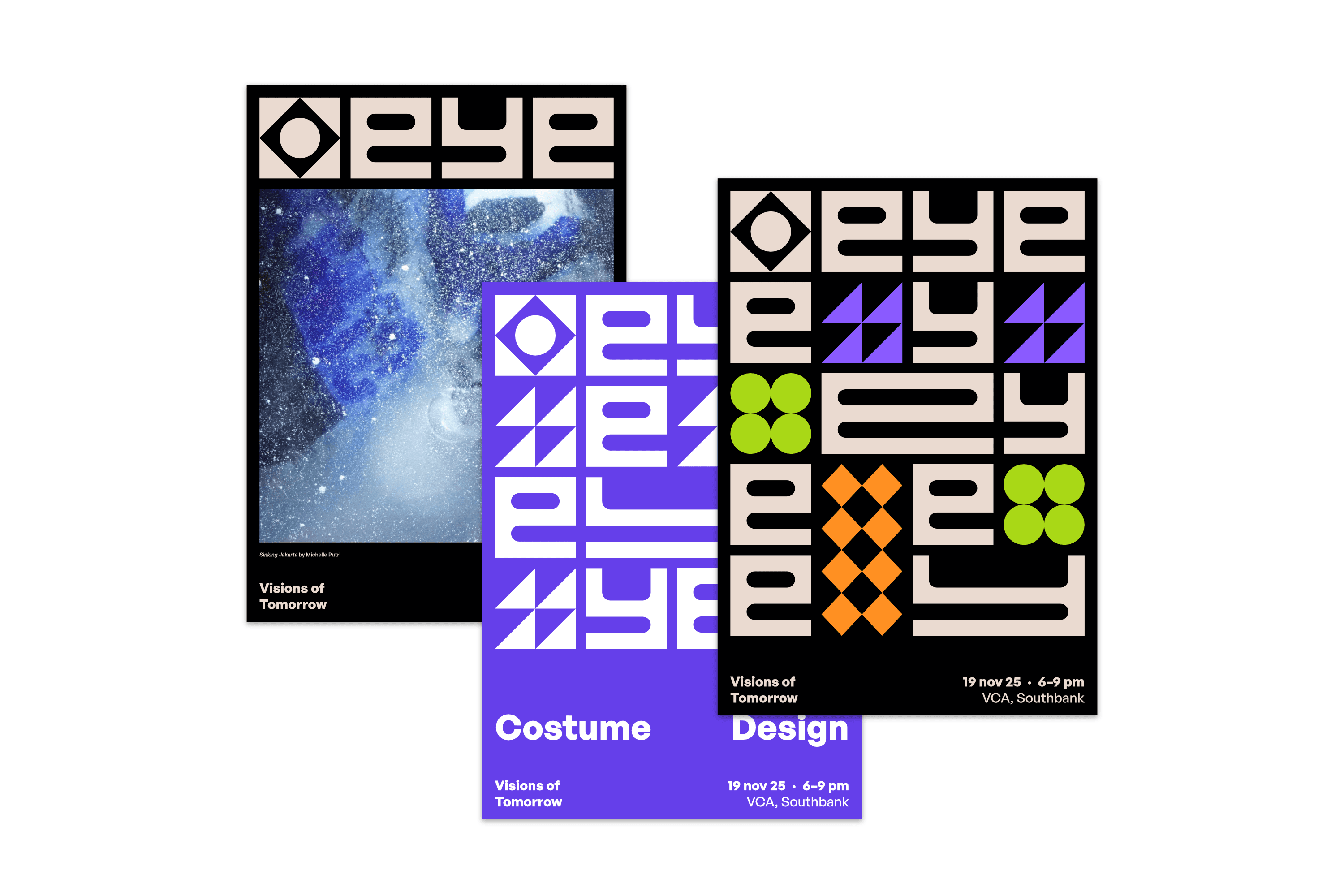 3 posters using the EYE 2025 identity.