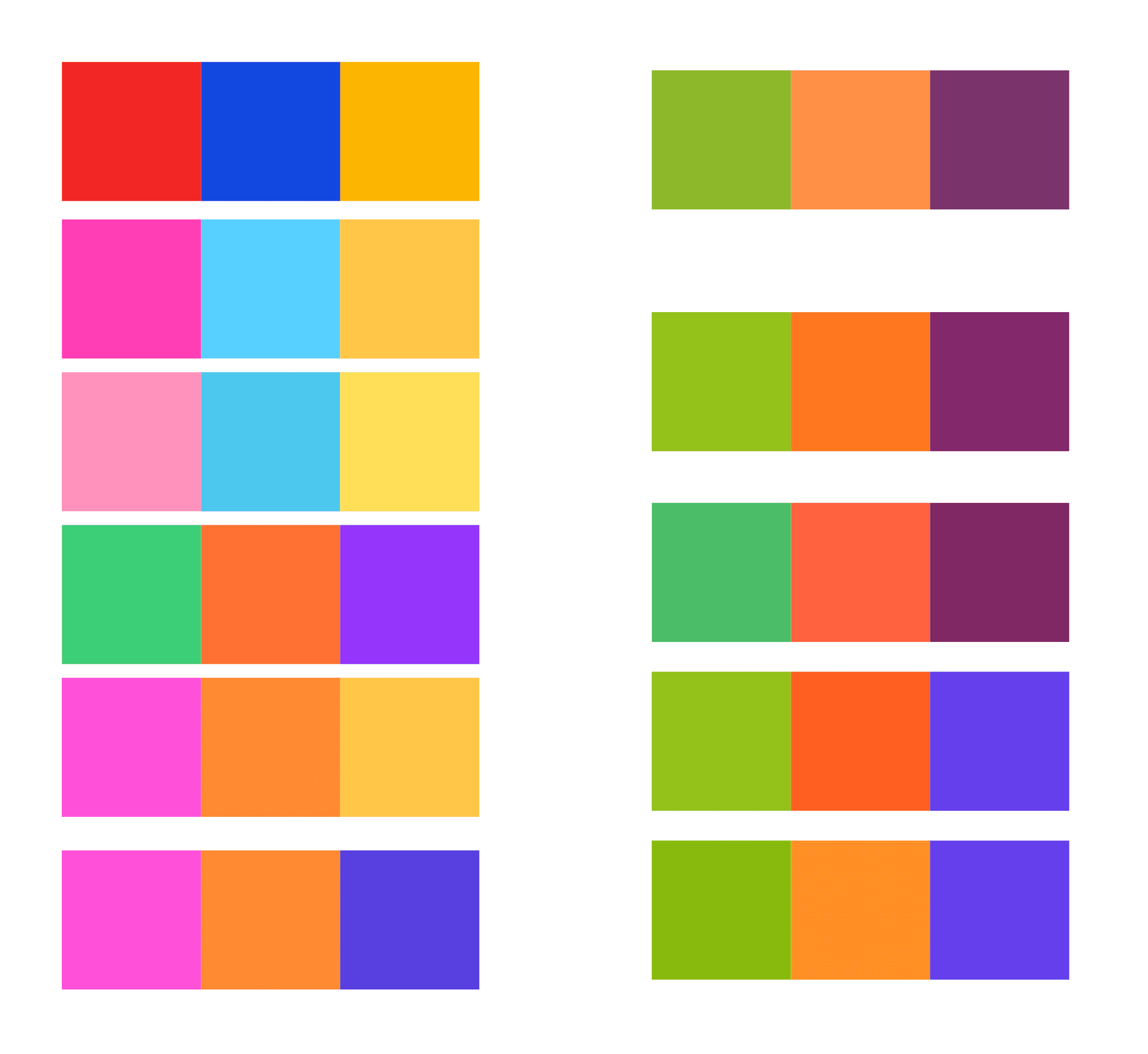 A graphic showing the evolution of the colour palette.