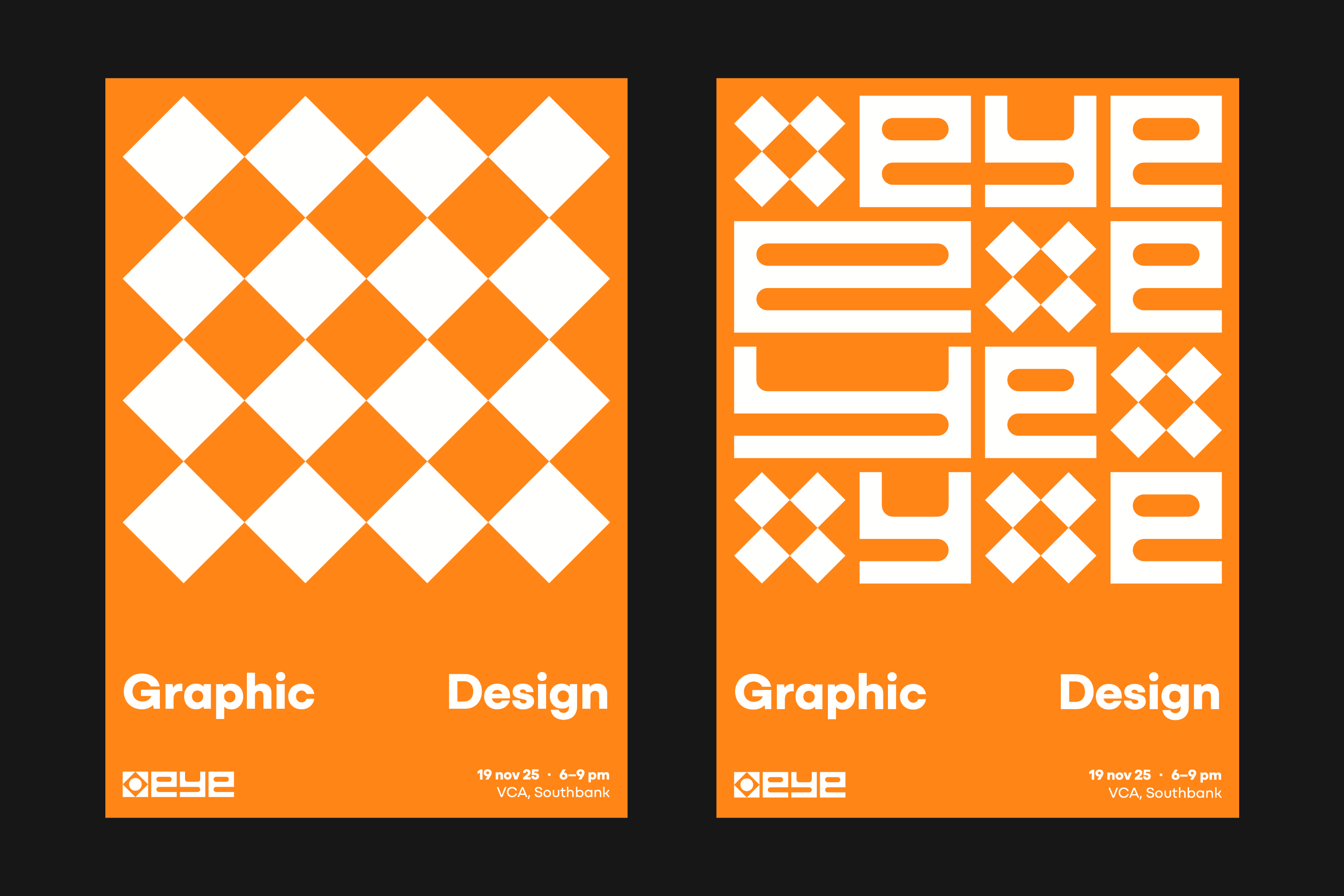 A comparison of two early iterations of the graphic design discipline-specific poster.