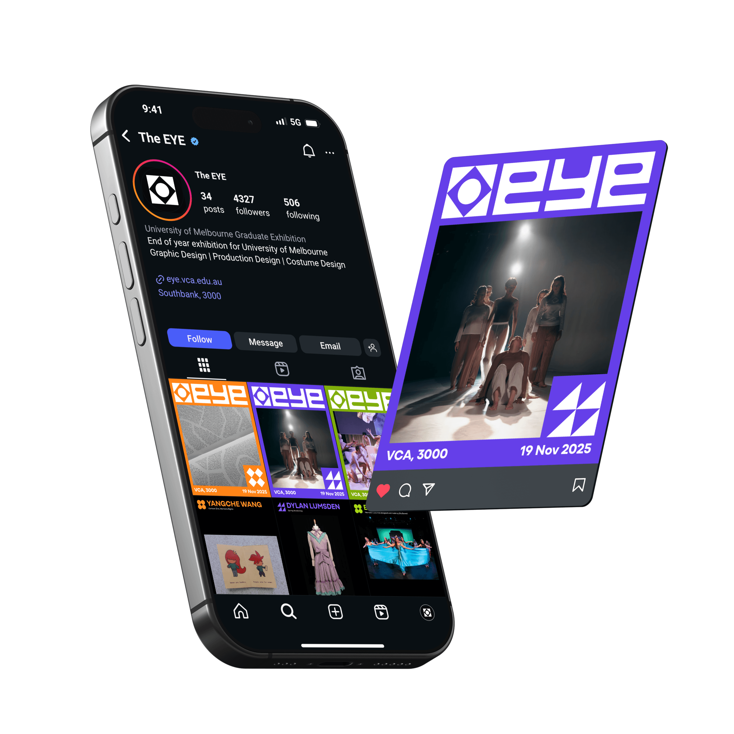 A mockup of The EYE's Instagram profile page.