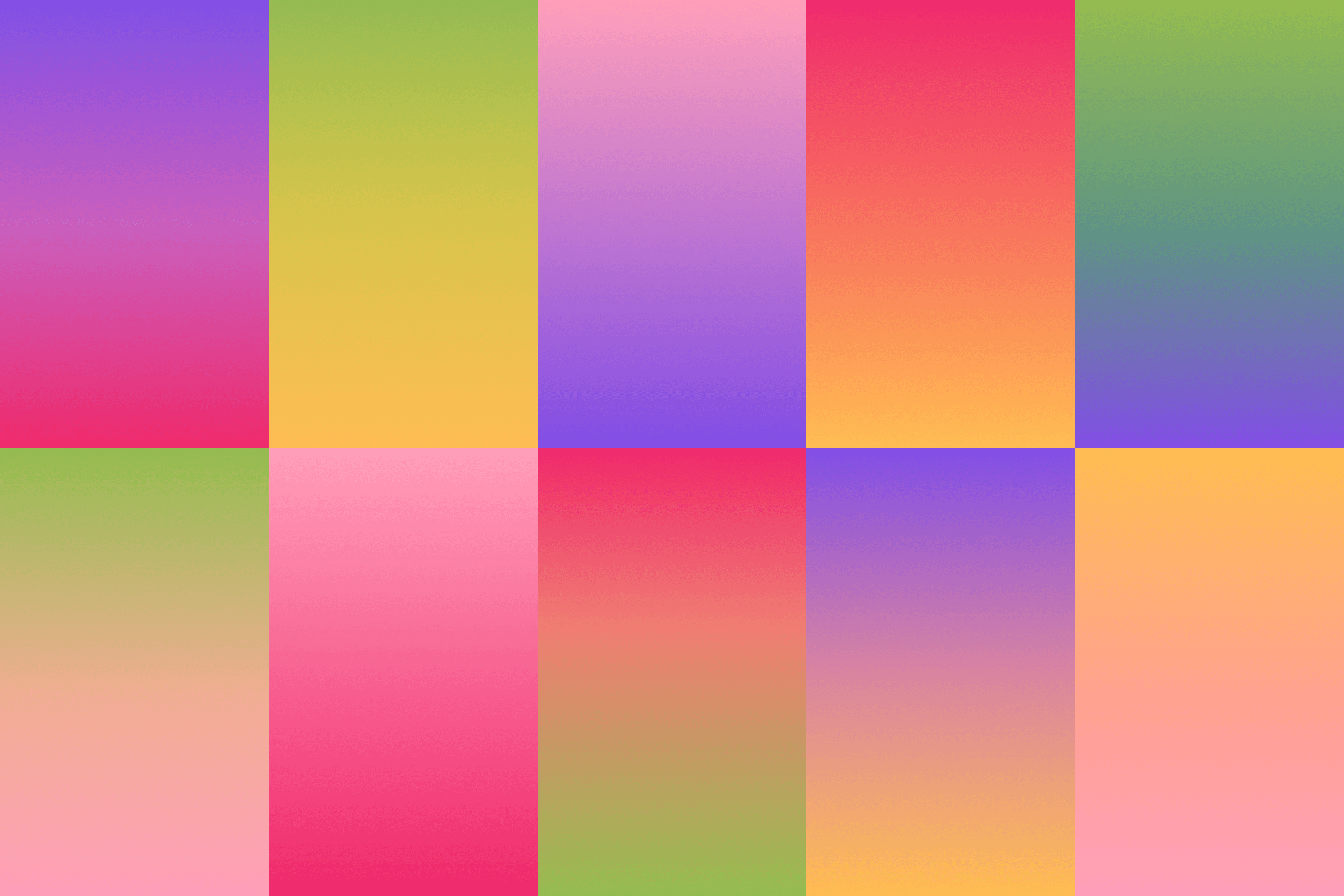 The 10 colour gradients used by PalaisFloral.